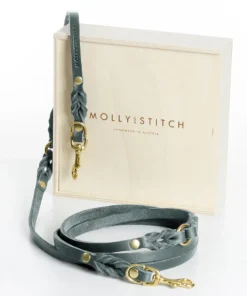 Verstellbare Hundeleine Grau Butter Leder von Molly & Stitch